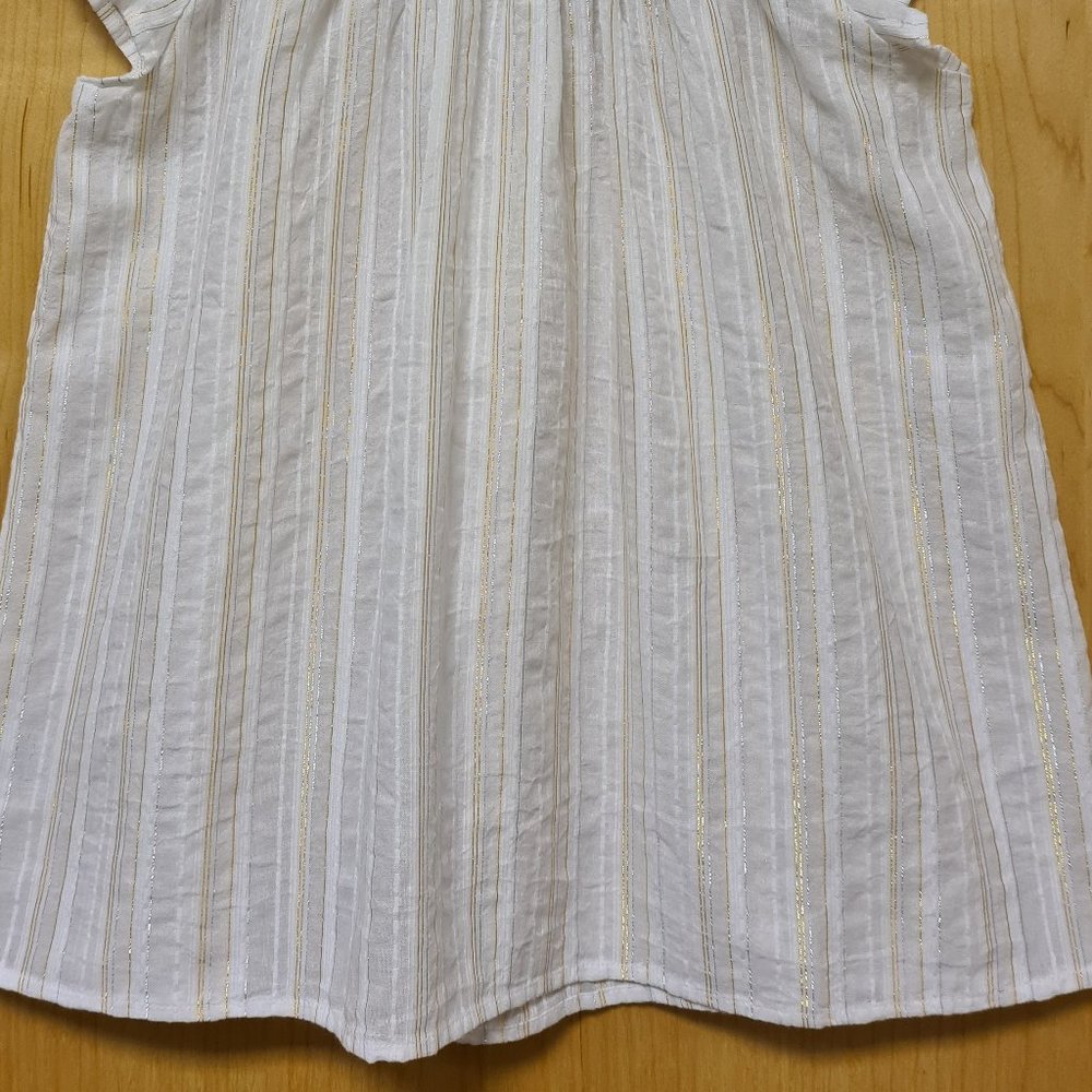 LOFT NWT Shimmer Striped Smocked Shell Top S - Picture 6 of 11